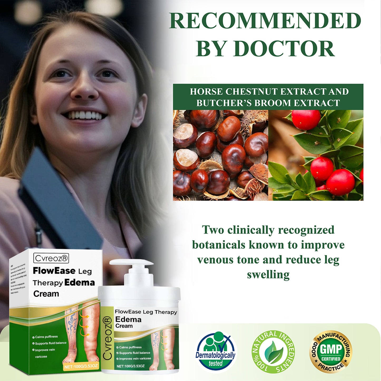 Cvreoz® FlowEase Leg Therapy Edema Cream